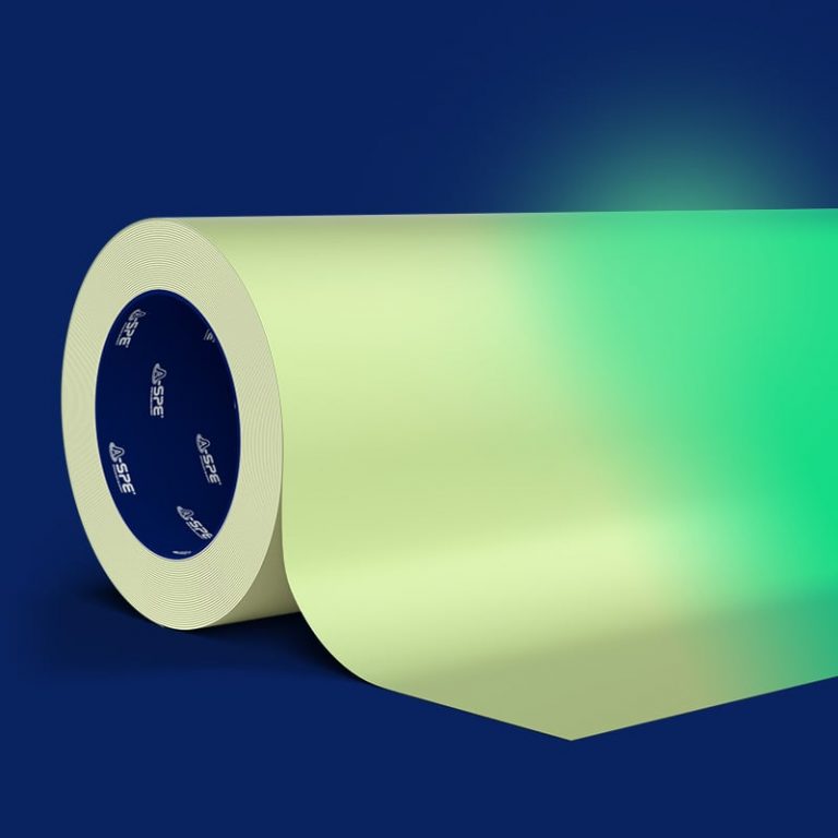 roll of green shining photoluminescent foil