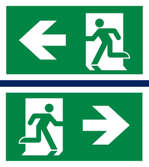 array imo sign green with person running