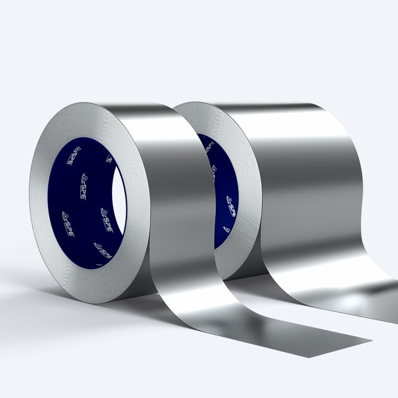 two rolls of anti-corrosion zinc tape on blue background