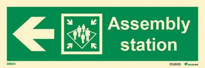 Means of escape sign assembly station with arrow left