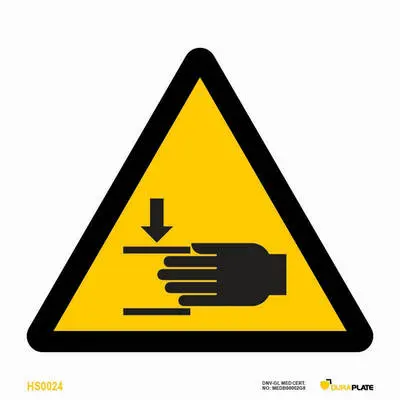 Warning sign crushing of hands