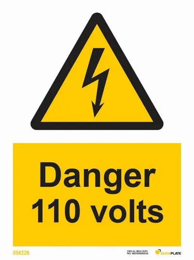 Warning sign with notice danger 110 volts