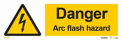 Warning sign with notice danger arc flash hazard