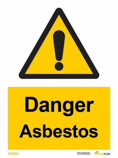 Danger asbestos sign with notice