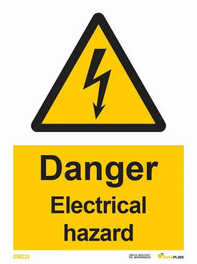 Warning sign with notice danger electrical hazard