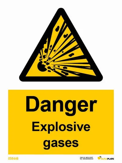 Danger sign with notice explosive gases