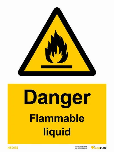 Danger flammable liquid sign with notice