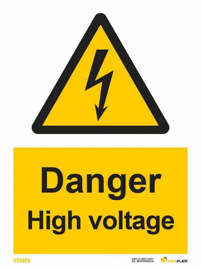 Danger sign with notice high voltage