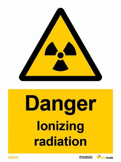 Warning sign with notice danger ionizing radiation