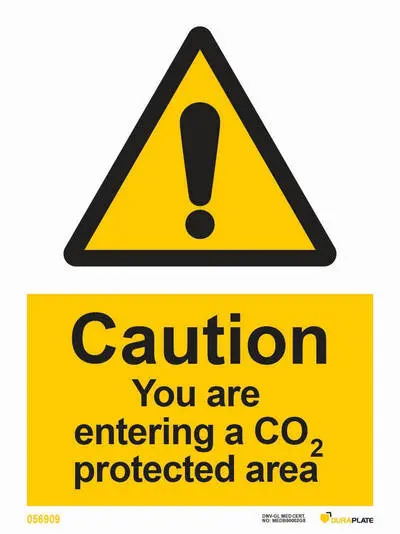 Caution sign with notice you are entering a CO2 protected area