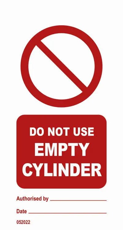 Do not use empty cylinder prohibition sign tagout