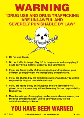 yellow drugs and trafficking warning poster