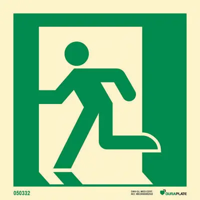 Means of escape sign emergency exit left hand