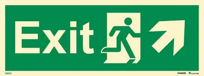 Means of escape sign exit with running man and arrow up right