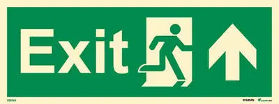 Means of escape sign exit with running man and arrow up