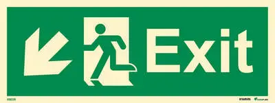 Means of escape sign exit with running man and arrow down left