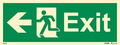 Means of escape sign exit with running man and arrow left