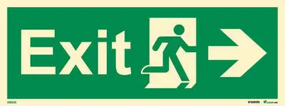 Means of escape sign exit with running man and arrow right