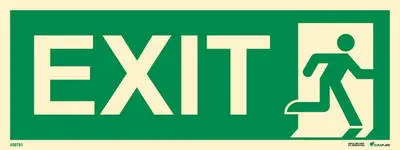 Means of escape sign exit with running man on right