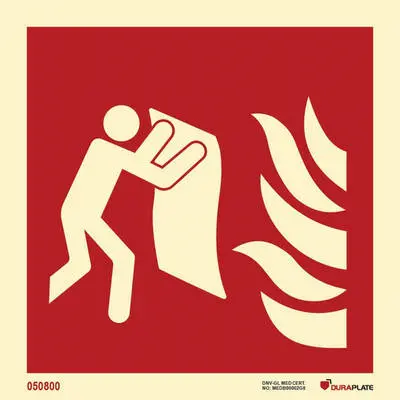 Fire fighting equipment sign fire blanket