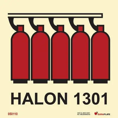 Fire fighting sign halon 1301 battery