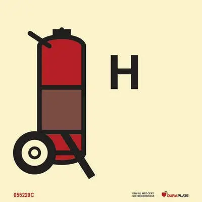 Fire fighting symbol halon equivalent wheeled fire extinguisher