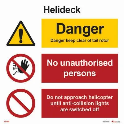 Prohibition and warning signs helideck multi sign