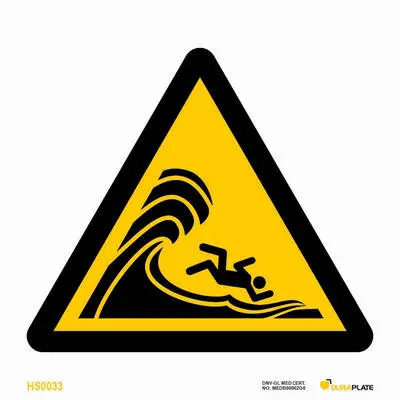 Warning sign high surf or large breaking waves