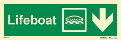Lifesaving Sign lifeboat with arrow down