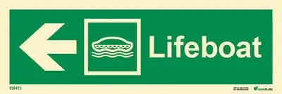 Lifesaving Sign lifeboat with arrow left