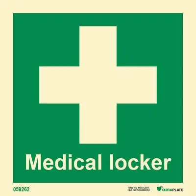 Emergency equipment sign medical locker