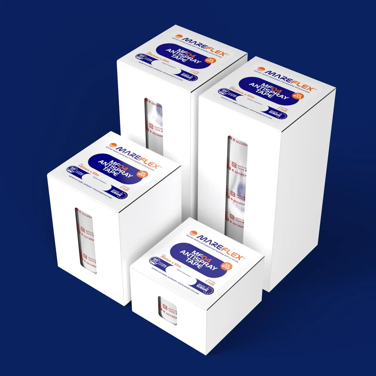 four rolls in boxes of antispray tape for antisplashing antisplashing