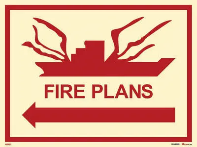 Fire fighting sign Fire plan arrow left MSC/Circ.451