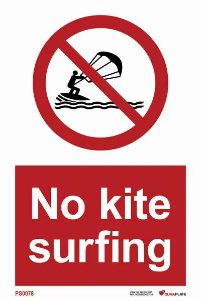 Prohibition sign with notice no kite surfing