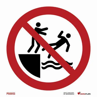 Prohibition sign no pushing into water