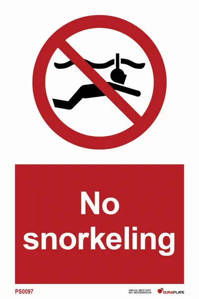 Prohibition sign with notice no snorkeling