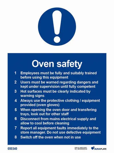 Mandatory sign with notice oven safety
