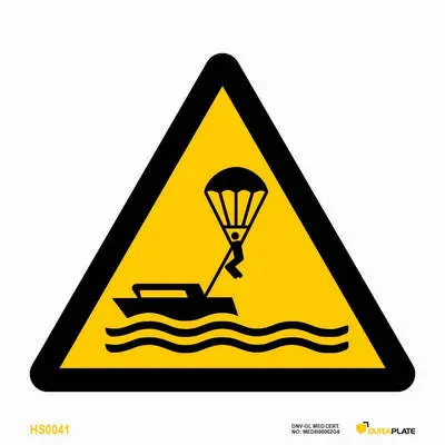 Warning sign parasailing warning