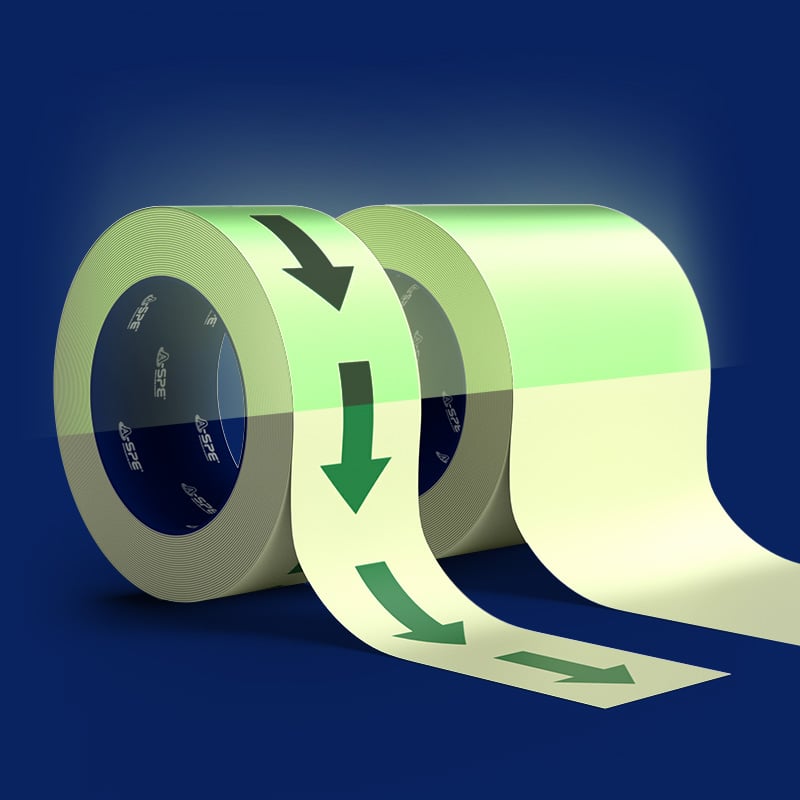 two rolls of photoluminescent tape