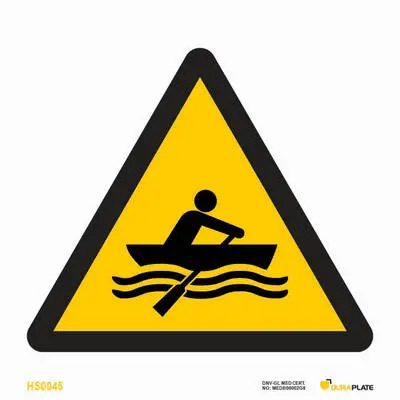 Warning sign rowing area warning