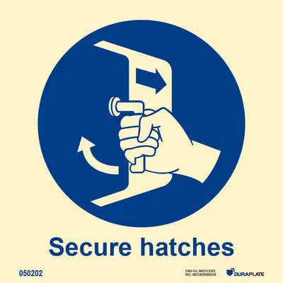 Mandatory sign with notice secure hatches