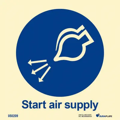 Mandatory sign with notice start air supply