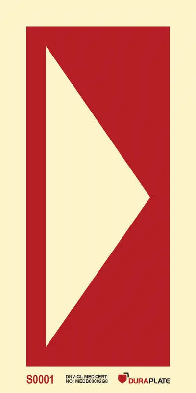Fire fighting equipment sign supplementary arrow red
