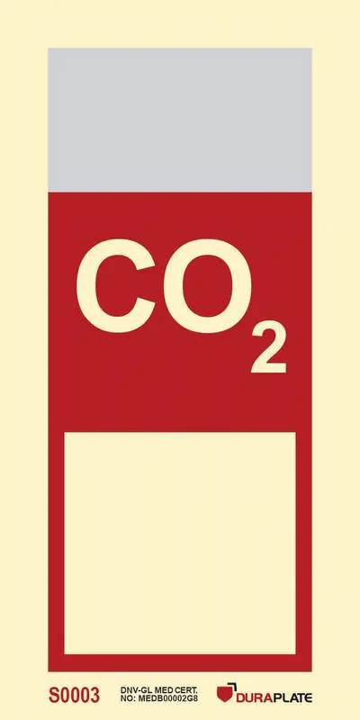 Fire fighting equipment sign supplementary CO2 with details