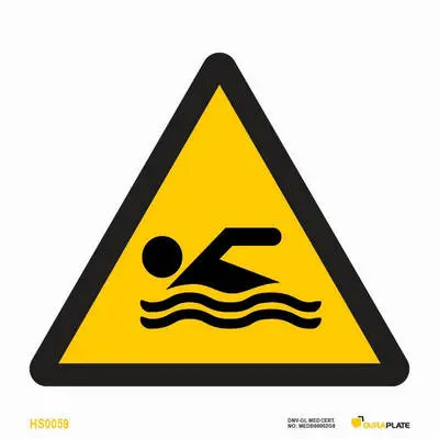 Warning sign swimming area warning