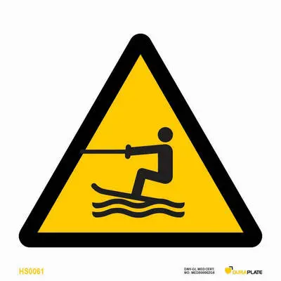 Warning sign towed water activity area warning