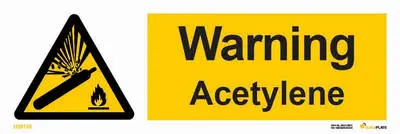 Warning sign with notice warning acetylene
