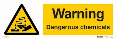 Warning sign with notice dangerous chemicals
