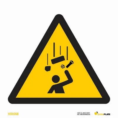 Warning sign falling objects