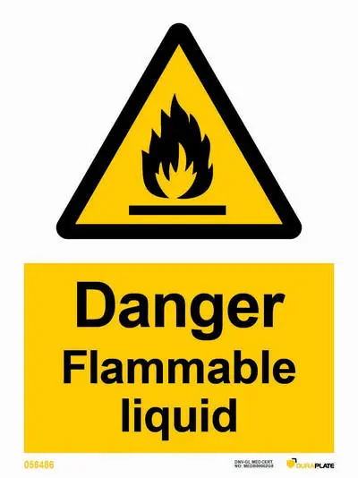 Warning sign with danger flammable liquid notice